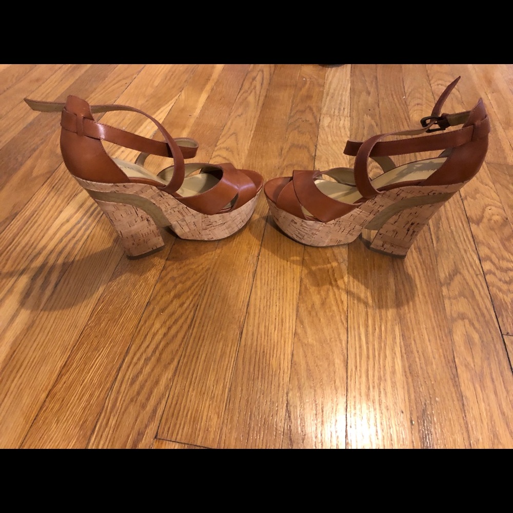 Nine West Cognac Wedges